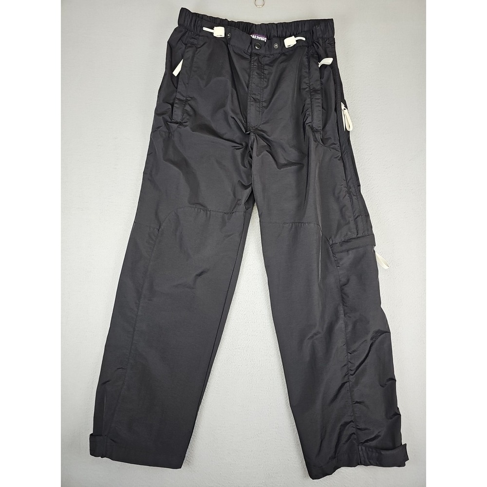 Vintage Spalding Windbreaker Pants Men's Medium Black Wide Leg Nylon Athletic